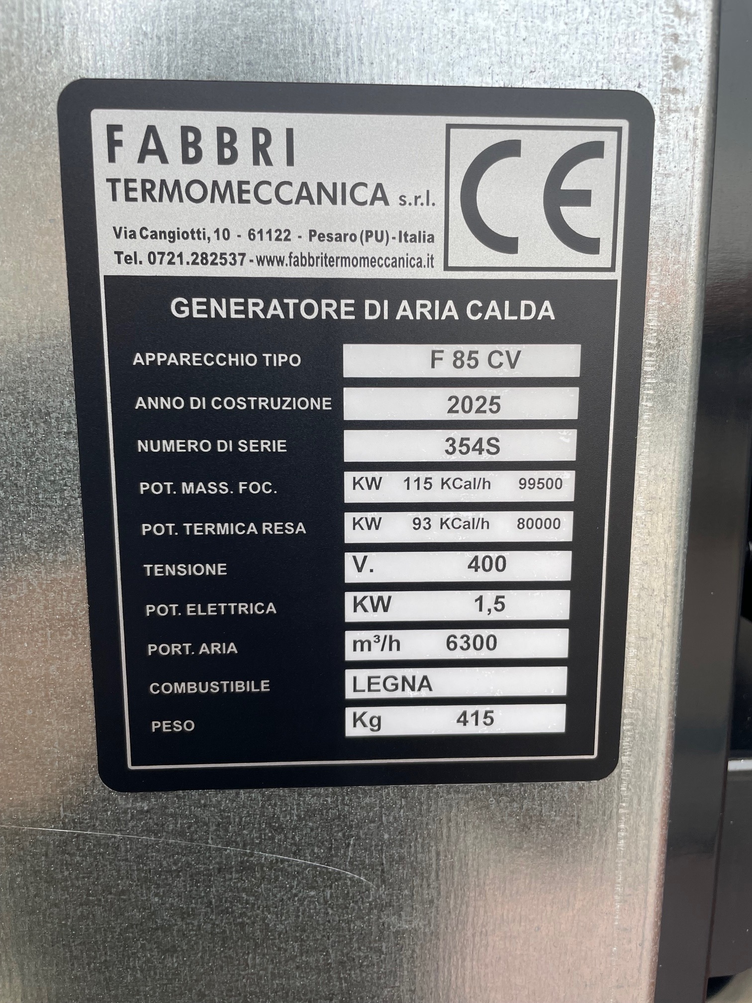 generatore di calore FABBRI mod. F85CV nuovo di fabbrica (3)